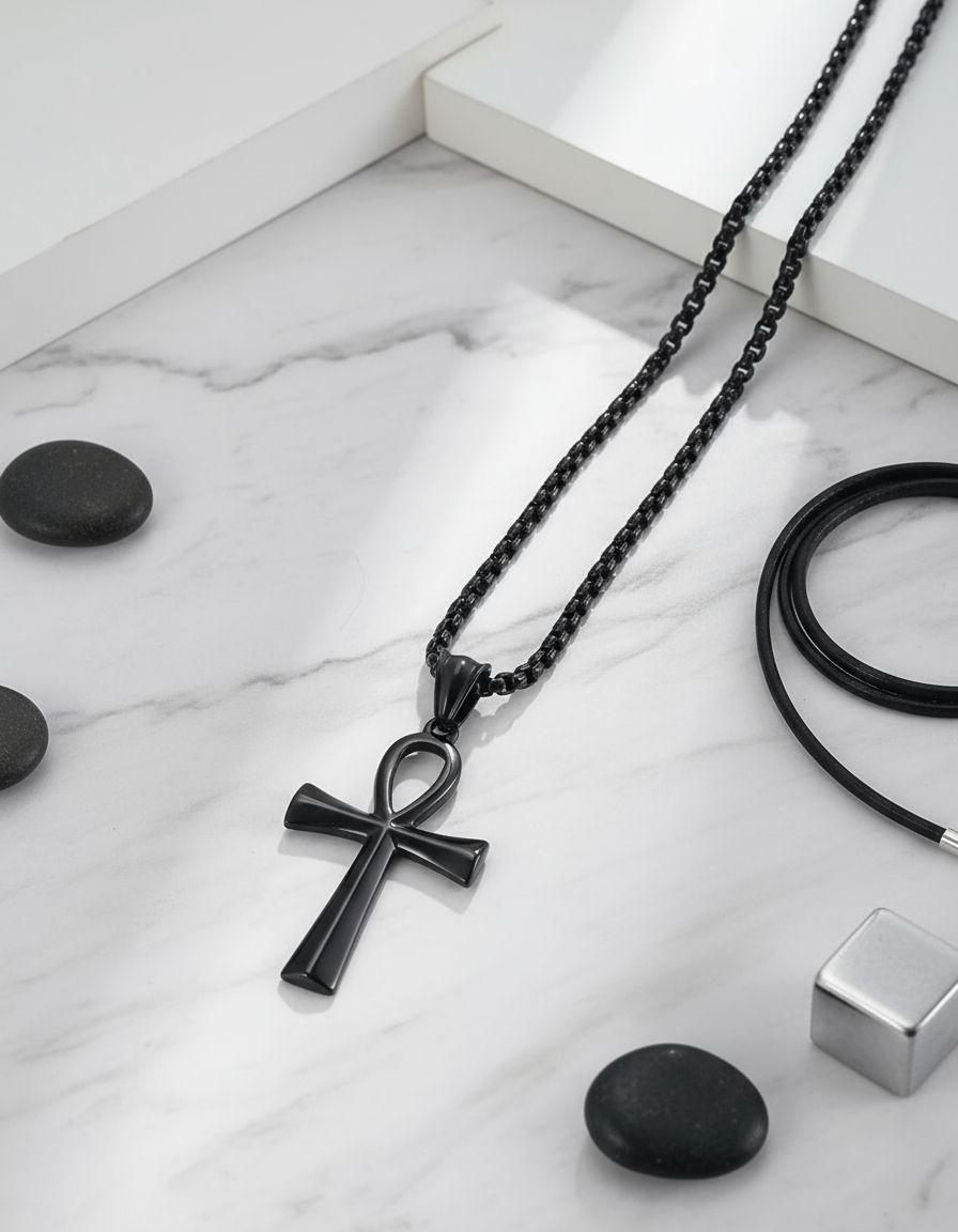 Collar Cruz Egipcia Black Space Hombre Mujer Moda-8