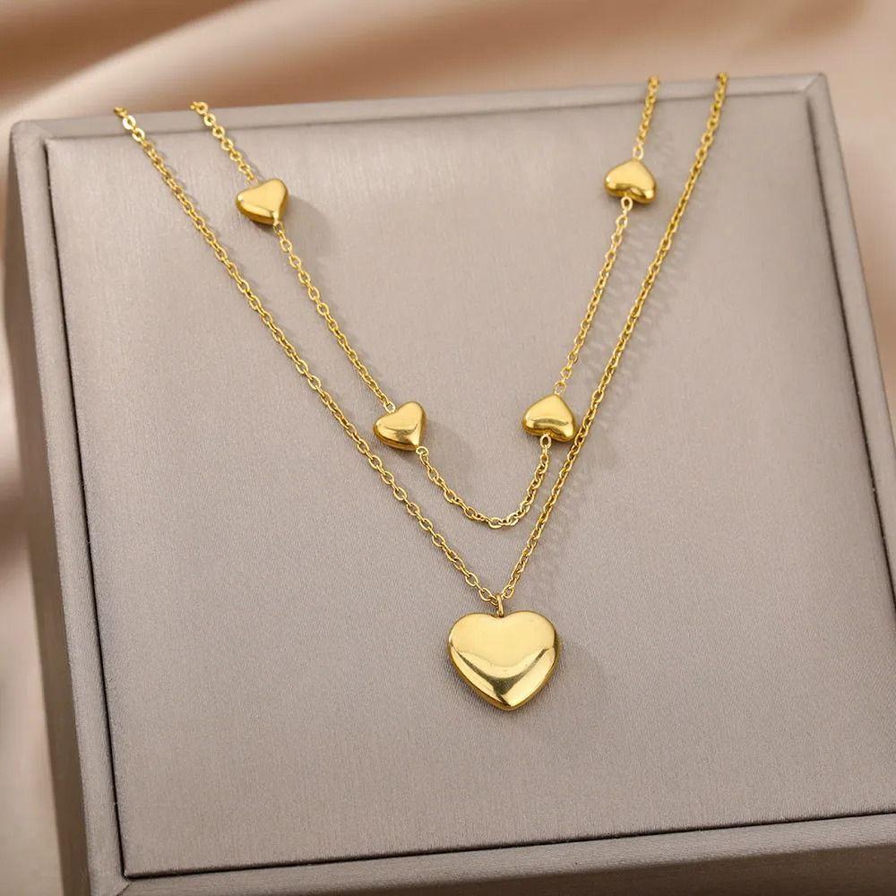 Collar Doble Corazones Para Damas Parejas Mujer M1-3