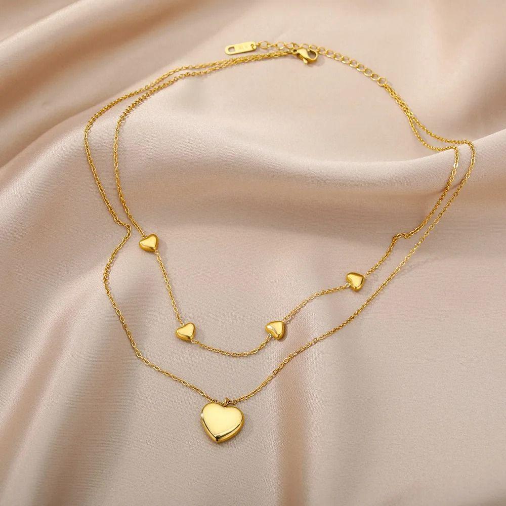 Collar Doble Corazones Para Damas Parejas Mujer M1-4