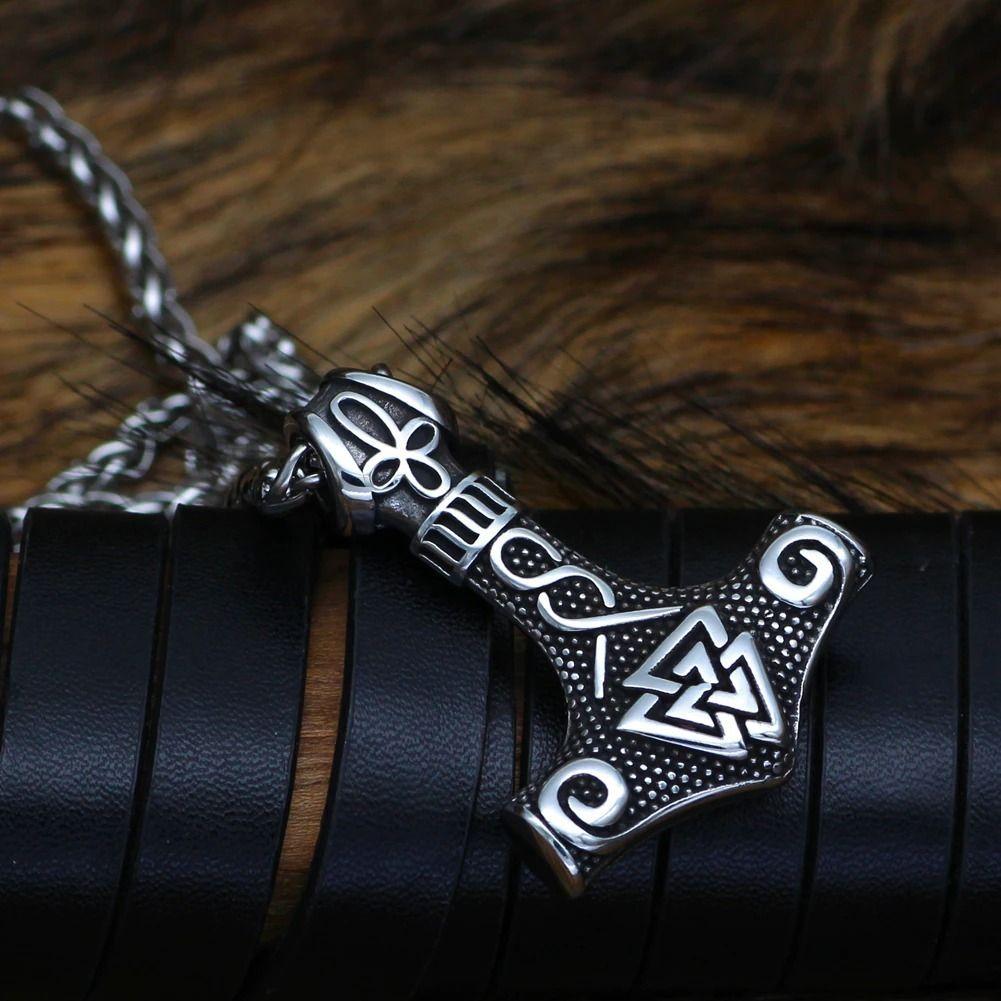 Collar Vikingo Amuleto Vikingo Martillo Valknut Moda 2023-2
