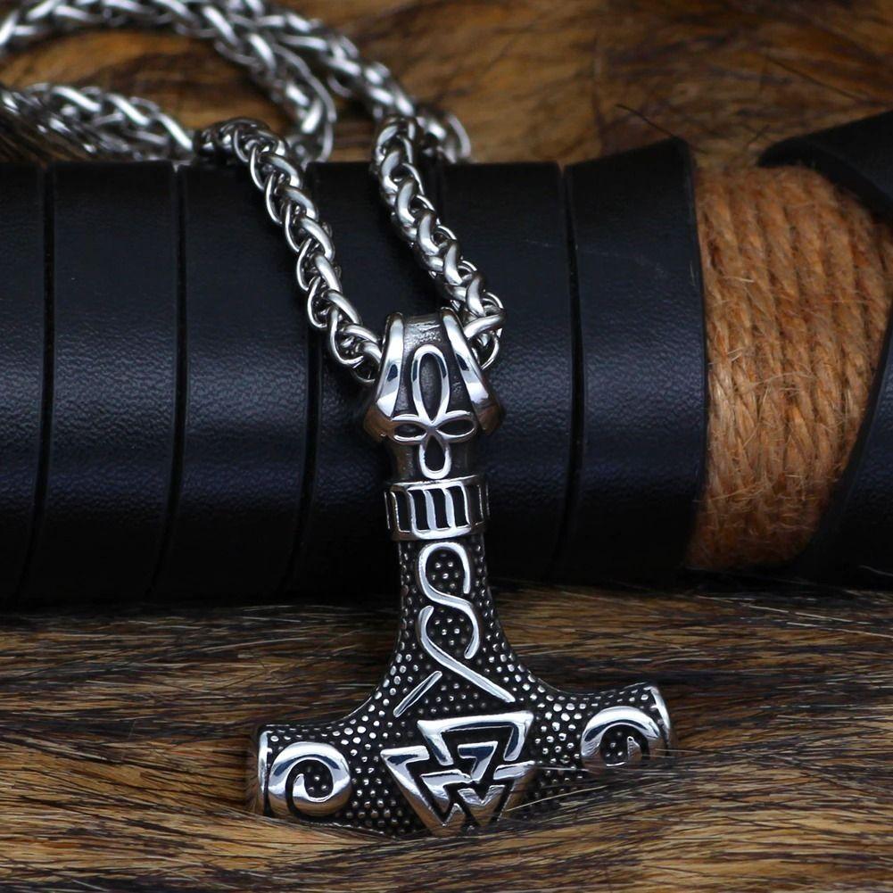 Collar Vikingo Amuleto Vikingo Martillo Valknut Moda 2023-4