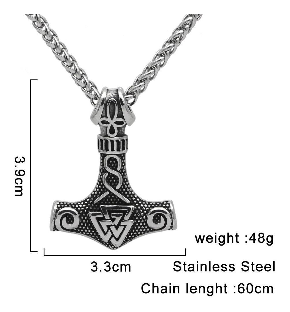 Collar Vikingo Amuleto Vikingo Martillo Valknut Moda 2023-5