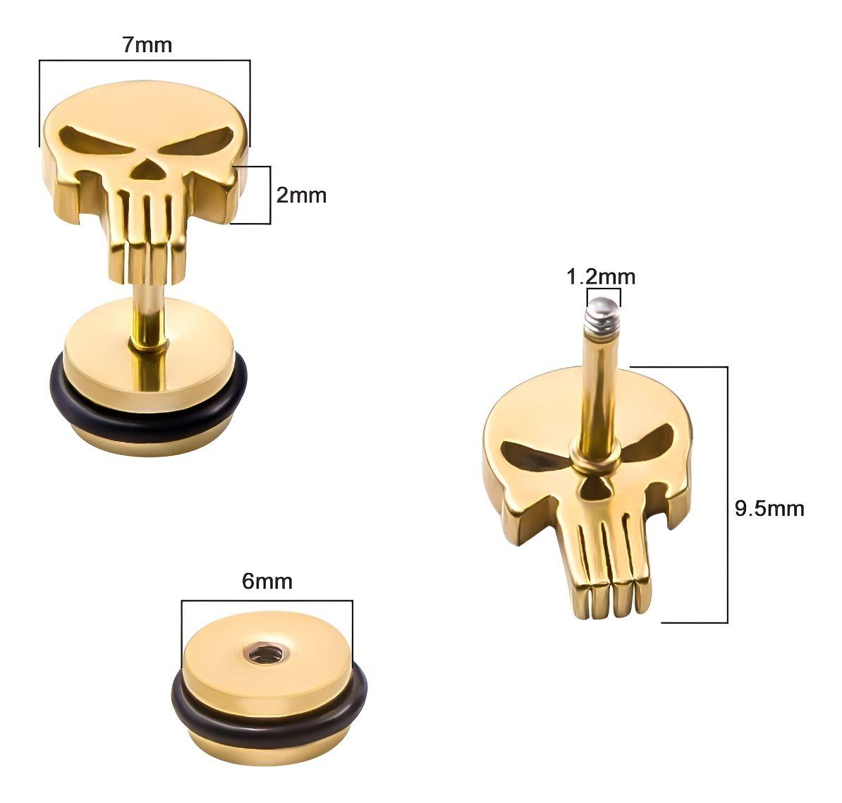 Aros Punk Hombre Mujer Calavera Gold Earing Moda 2019-3