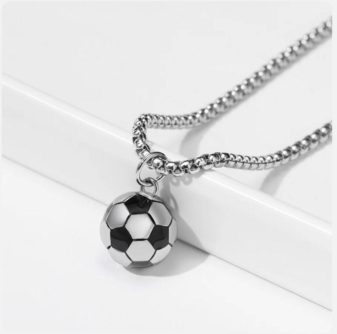 Collar Balon De Futboll Silver Space Hombre Mujer Moda-2