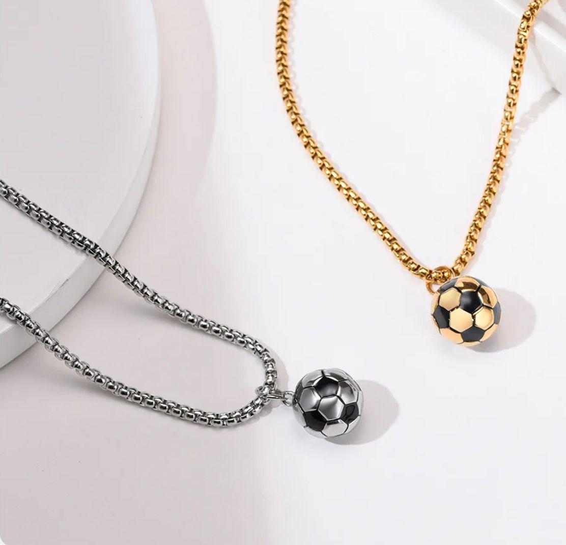 Collar Balon De Futboll Silver Space Hombre Mujer Moda-3