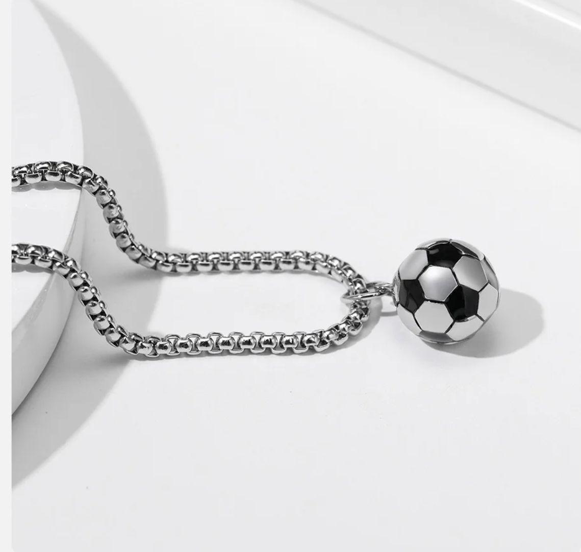 Collar Balon De Futboll Silver Space Hombre Mujer Moda-4