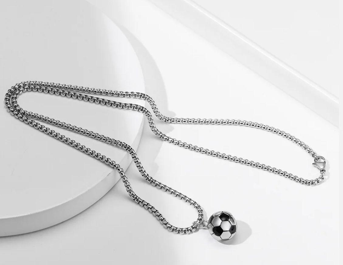 Collar Balon De Futboll Silver Space Hombre Mujer Moda-5