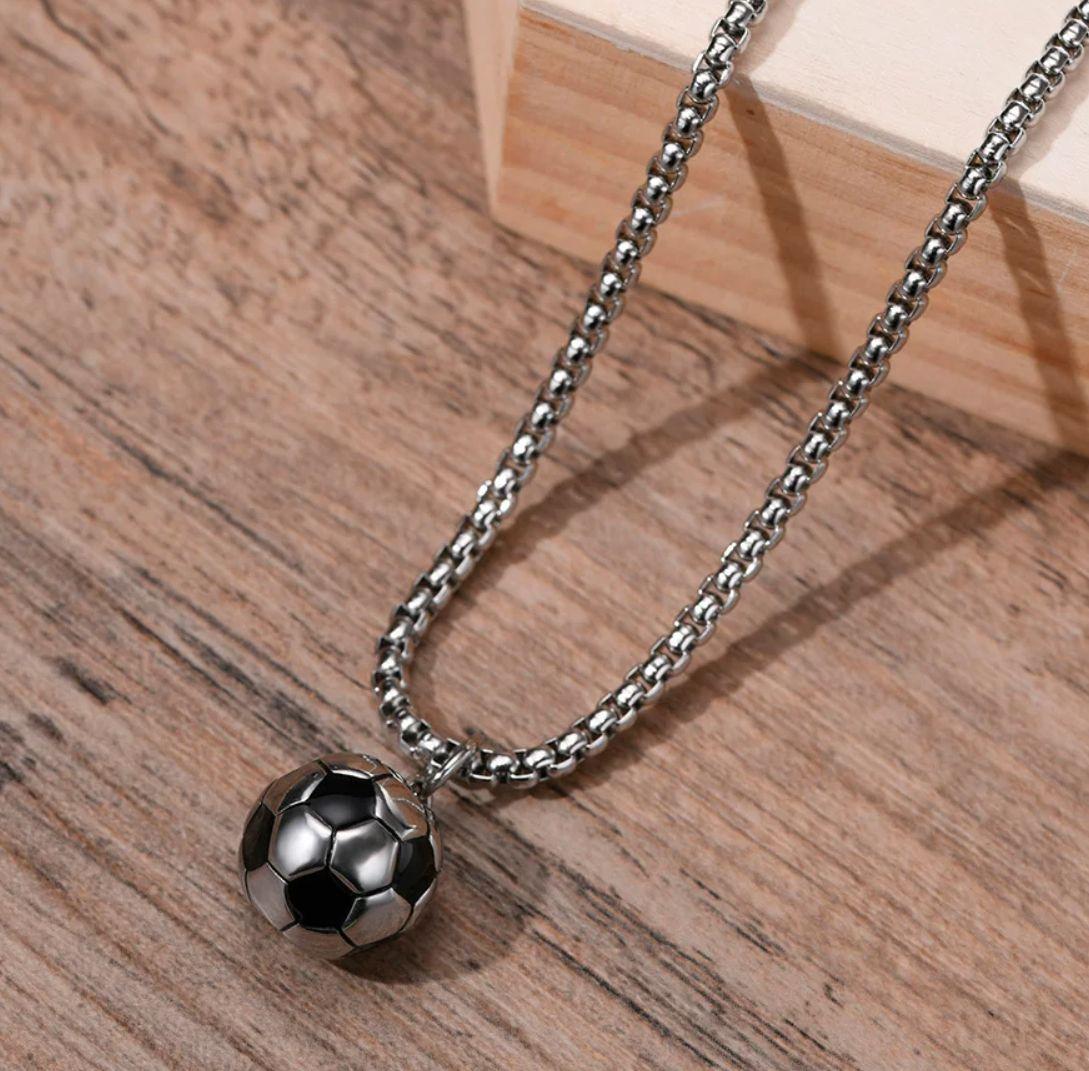 Collar Balon De Futboll Silver Space Hombre Mujer Moda-7