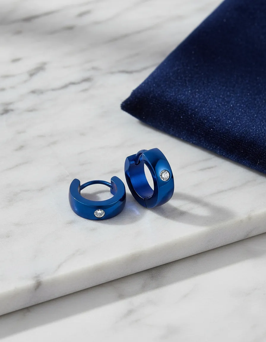 Aros Punk Hombre Mujer Azul Rey Earing Moda-2