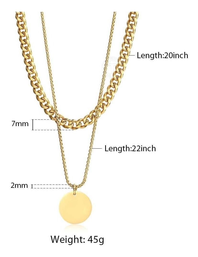Collar Doble Con Dige Gold Acero Quirúrgico Hombre Moda 2020-5