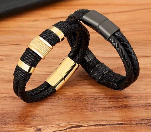 Pulsera De Caballero De Cuero  Elegante Y Juvenil 64-3