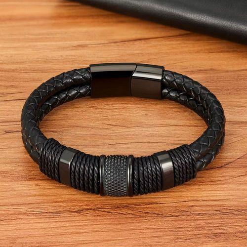 Pulsera De Caballero De Cuero  Elegante Y Juvenil 64-5