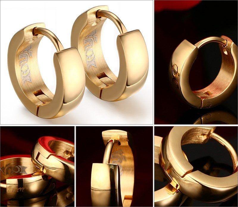 Aros Punk Gold Space Acero Dorado 2 Piezas Argolla-2