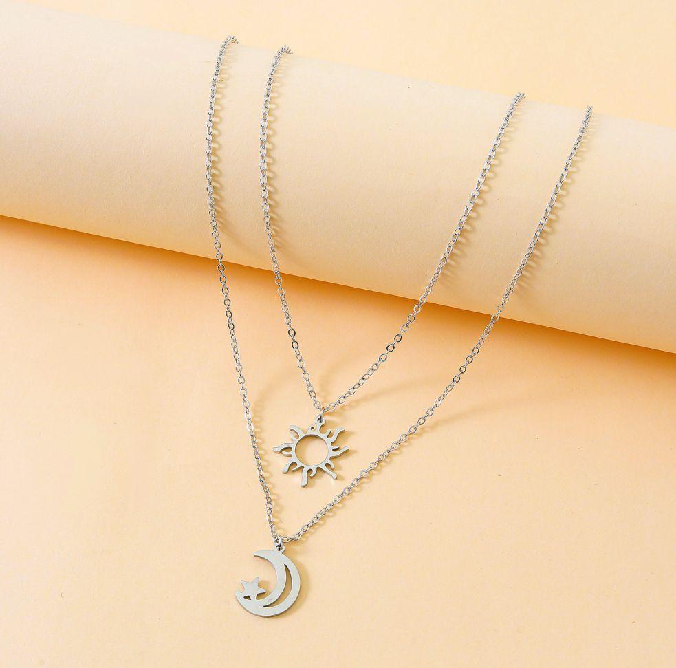 Collar Doble Sol Y Luna Para Damas Parejas Friends-2