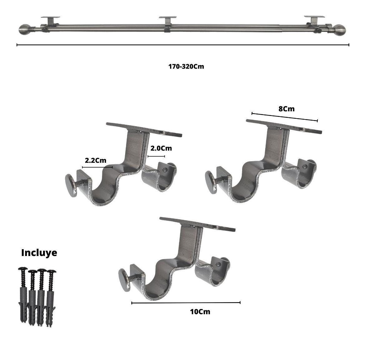 Set Extensible Techo 170-320 Cm Color Satín Terminal Bola-1