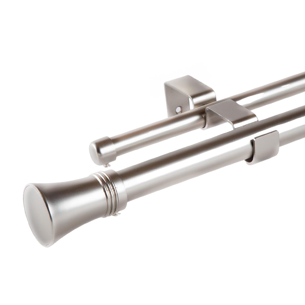 Set Barras para Cortina Doble 16/19 Mm Extensible 170-320 Cm A Muro Satín Cónico-0