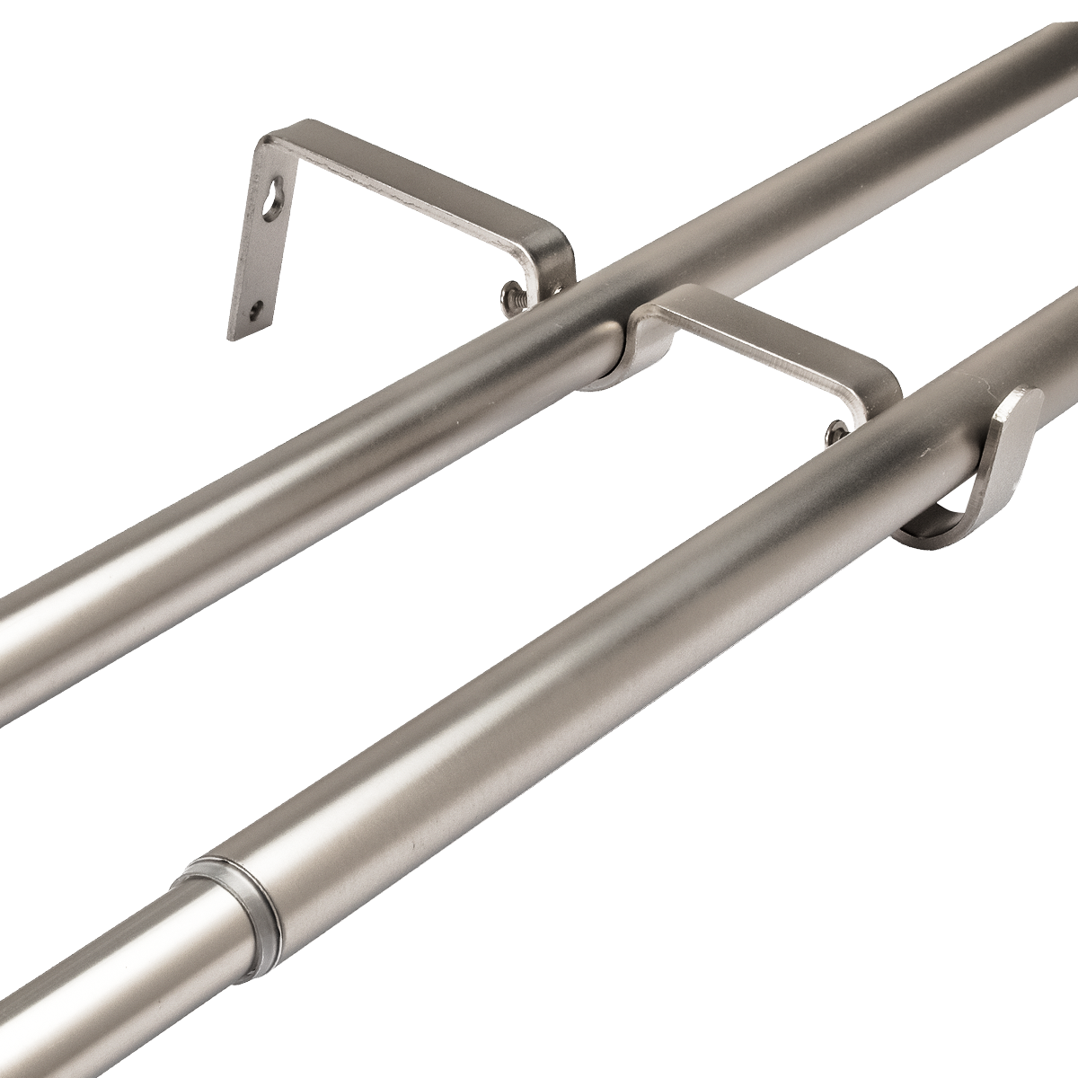 Set Barras para Cortina Doble 16/19 Mm Extensible 170-320 Cm A Muro Satín Cónico-1
