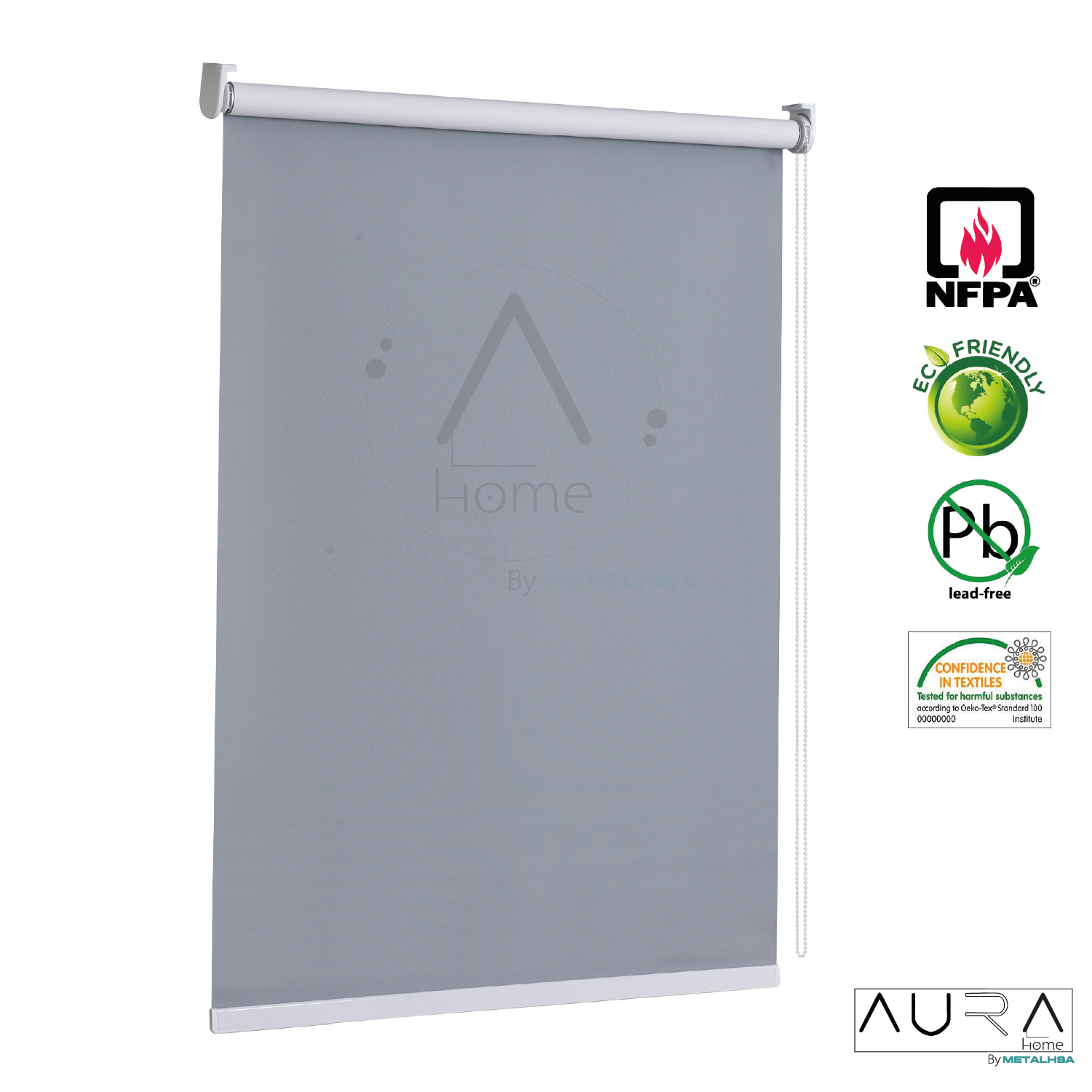 Cortina Roller 100% Blackout Gris 120X165 Cm Aura-7