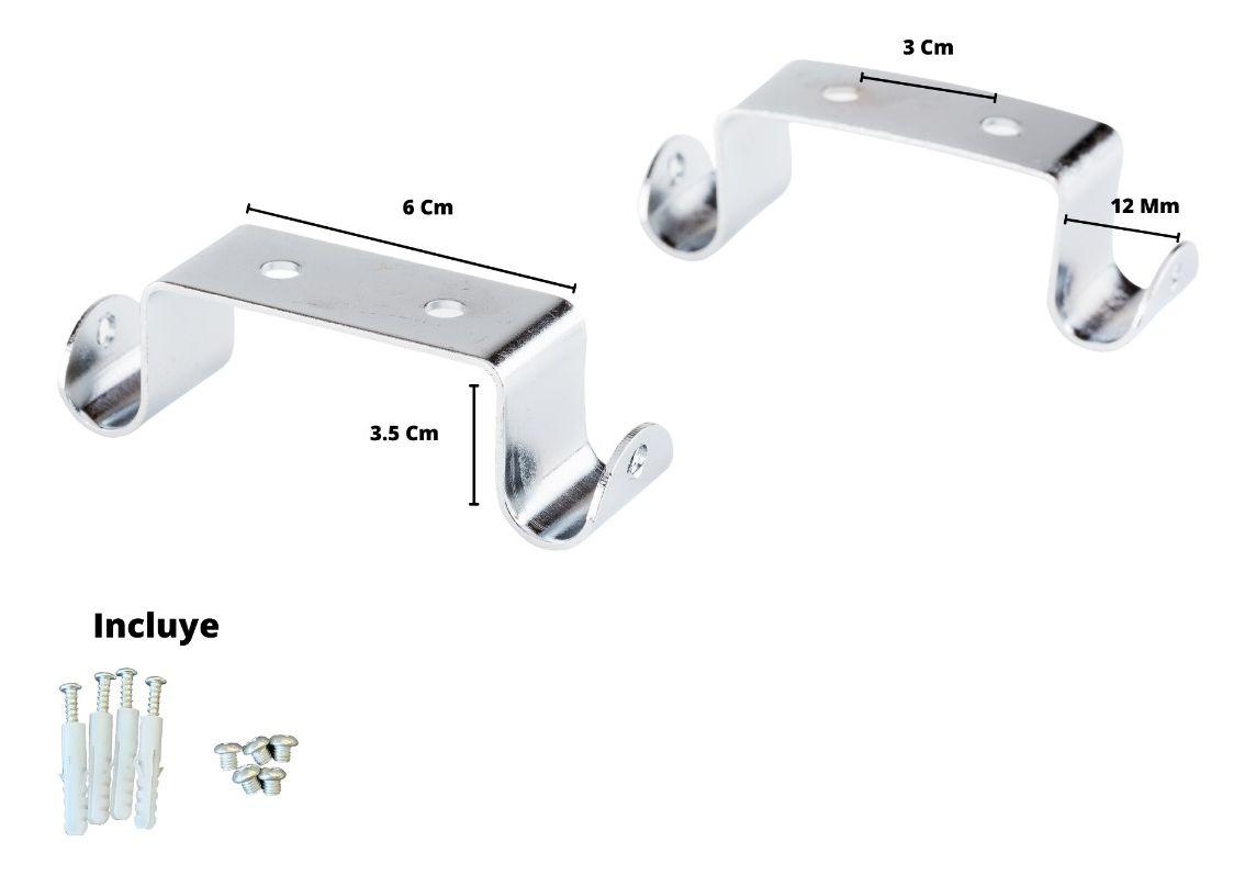 Pack 2 Unidades Soporte Cromado Doble Techo 12 Mm-1