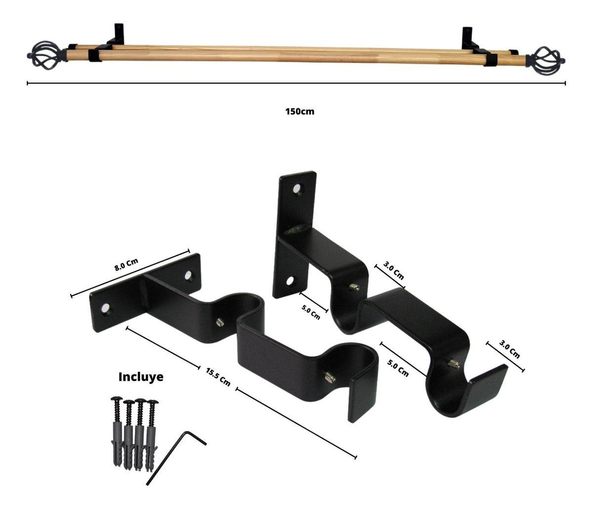 Set Madera/Metal 19/28 Mm Color Negro 1.50 Mt Bola Alambre-3