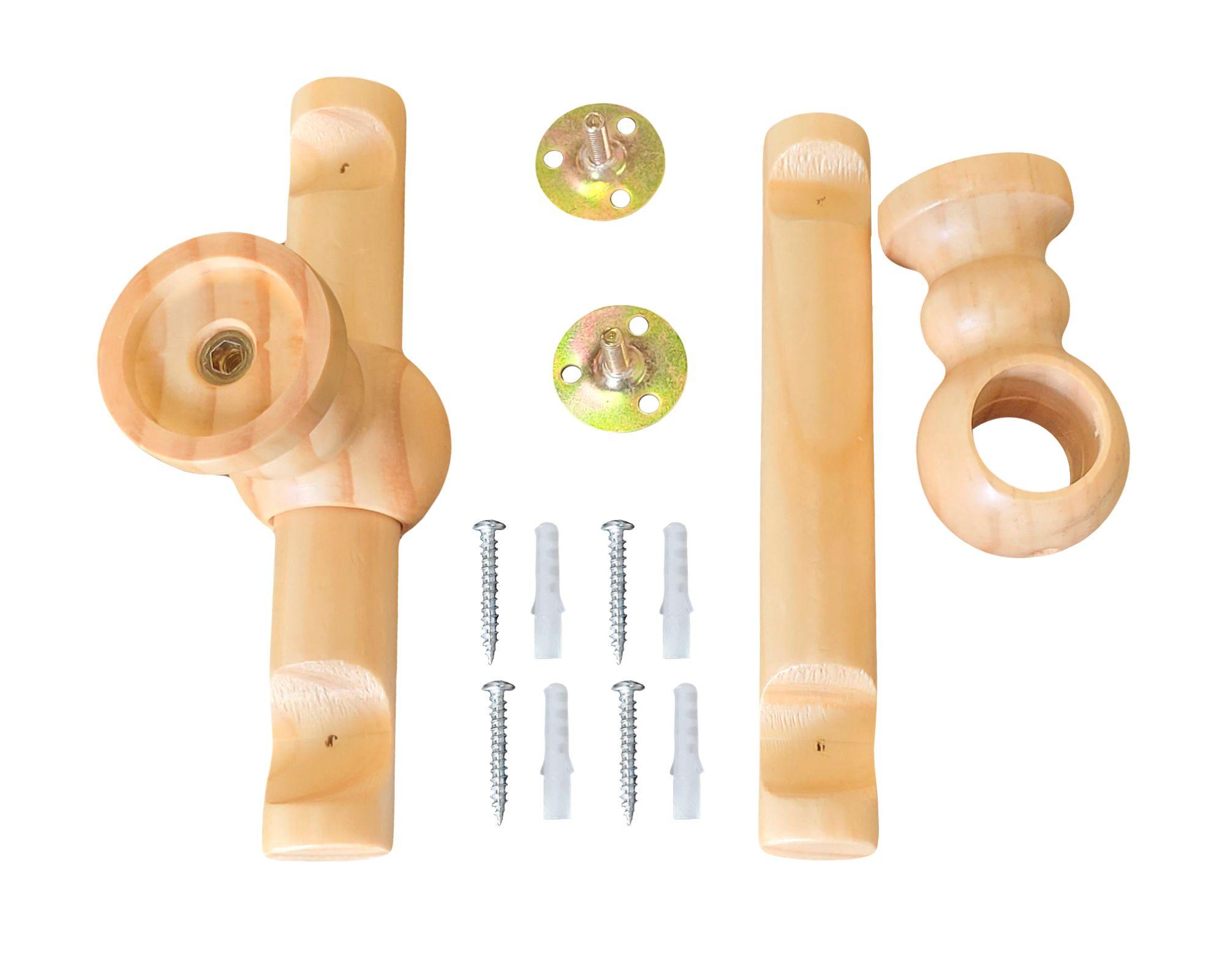 Pack 2 Unidades Soporte Techo Doble De Madera 19/28 Mm Color Natural-2