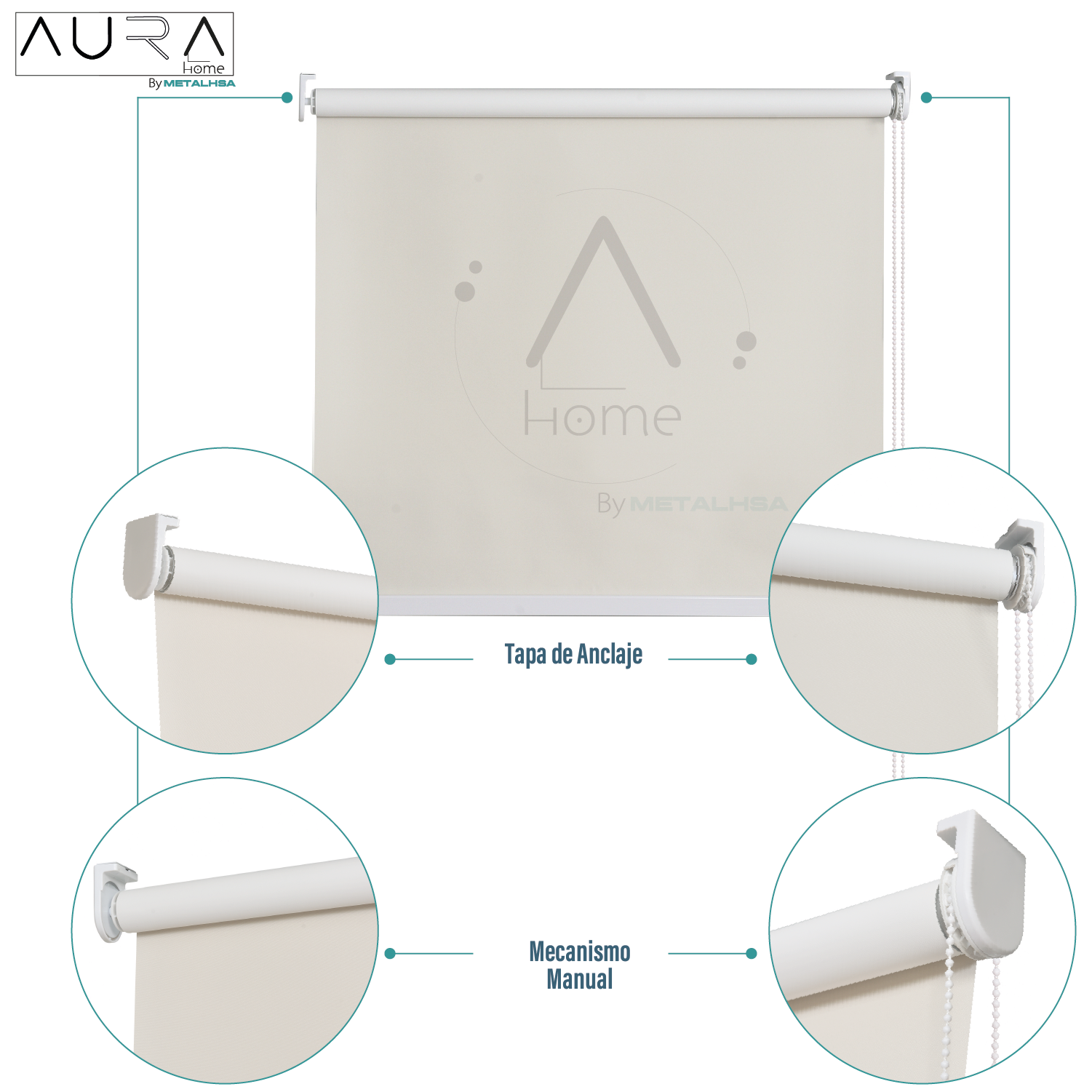 Cortina Roller Sun Screen Aura Beige 150X165 Cm-6
