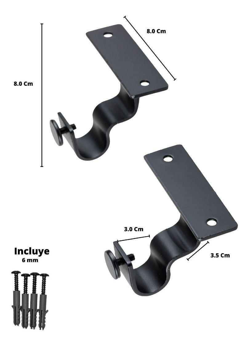 Pack 2 Unidades Soporte Simple Techo De Metal Negro 28 Mm-1