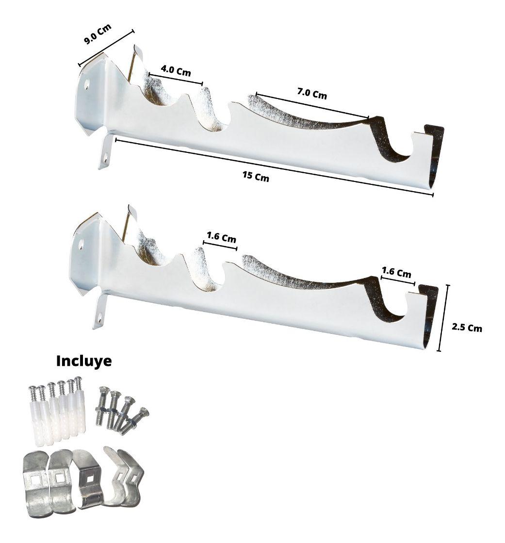 Pack 2 Unidades Soporte Cromado Doble 16 Mm-2