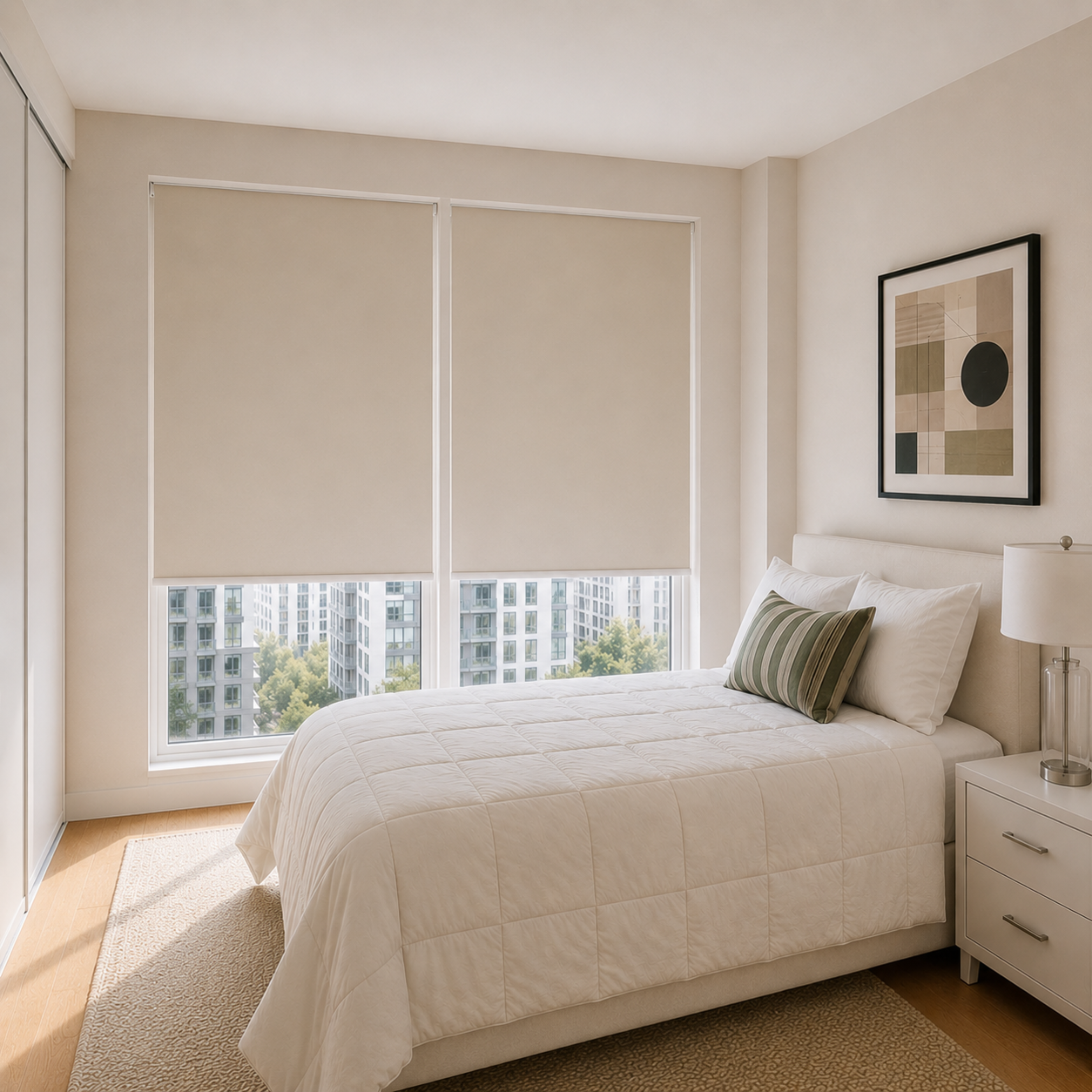 Cortina Roller Blackout 100 X 165 Cm Color Beige Sunfree-1