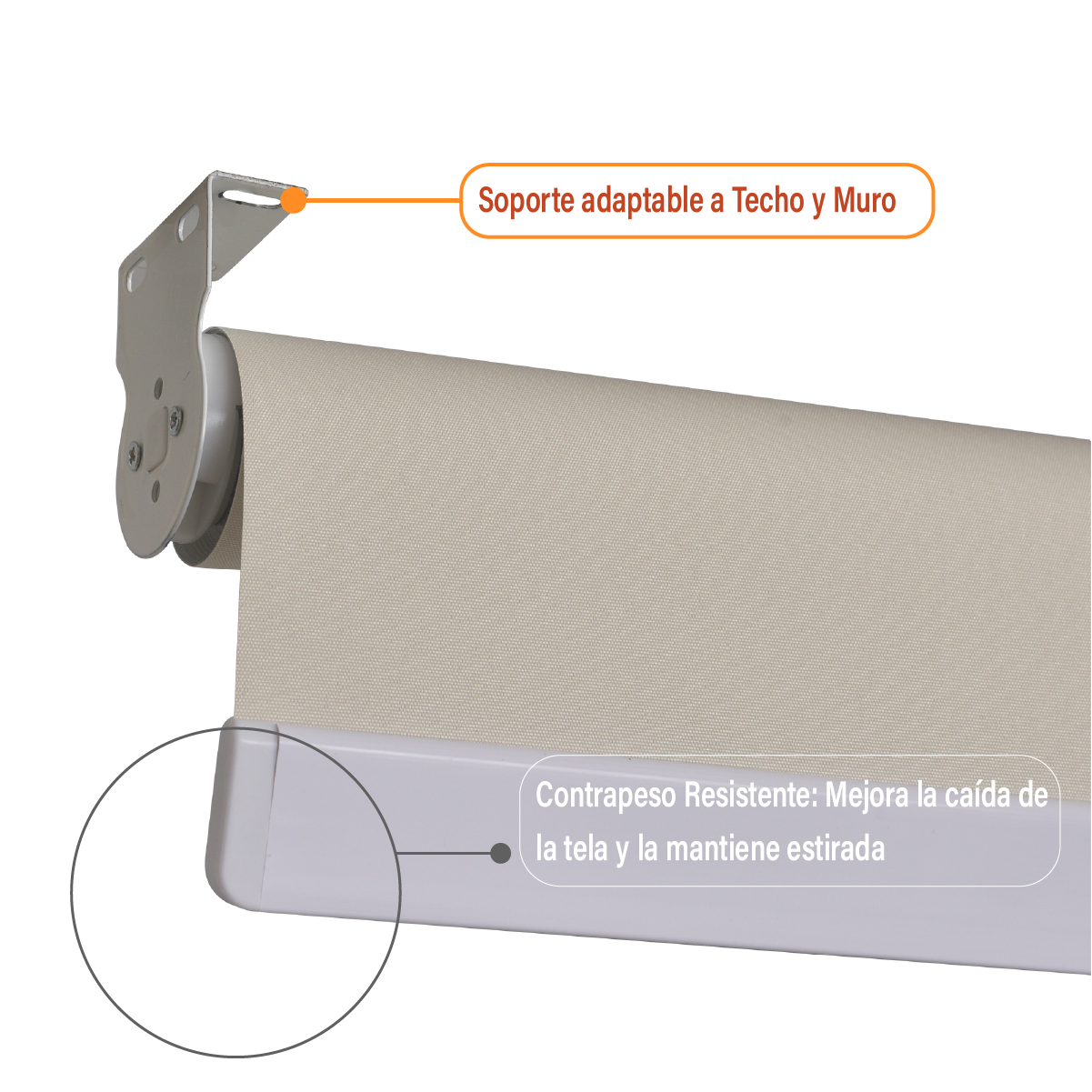 Cortina Roller Blackout 100 X 165 Cm Color Beige Sunfree-6