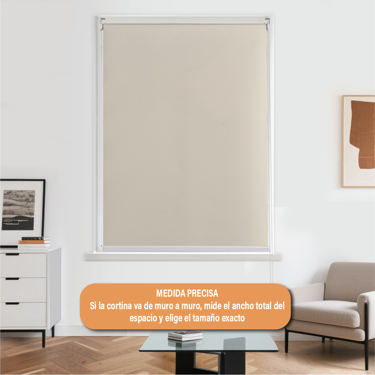 Cortina Roller Blackout 100 X 165 Cm Color Beige Sunfree-8