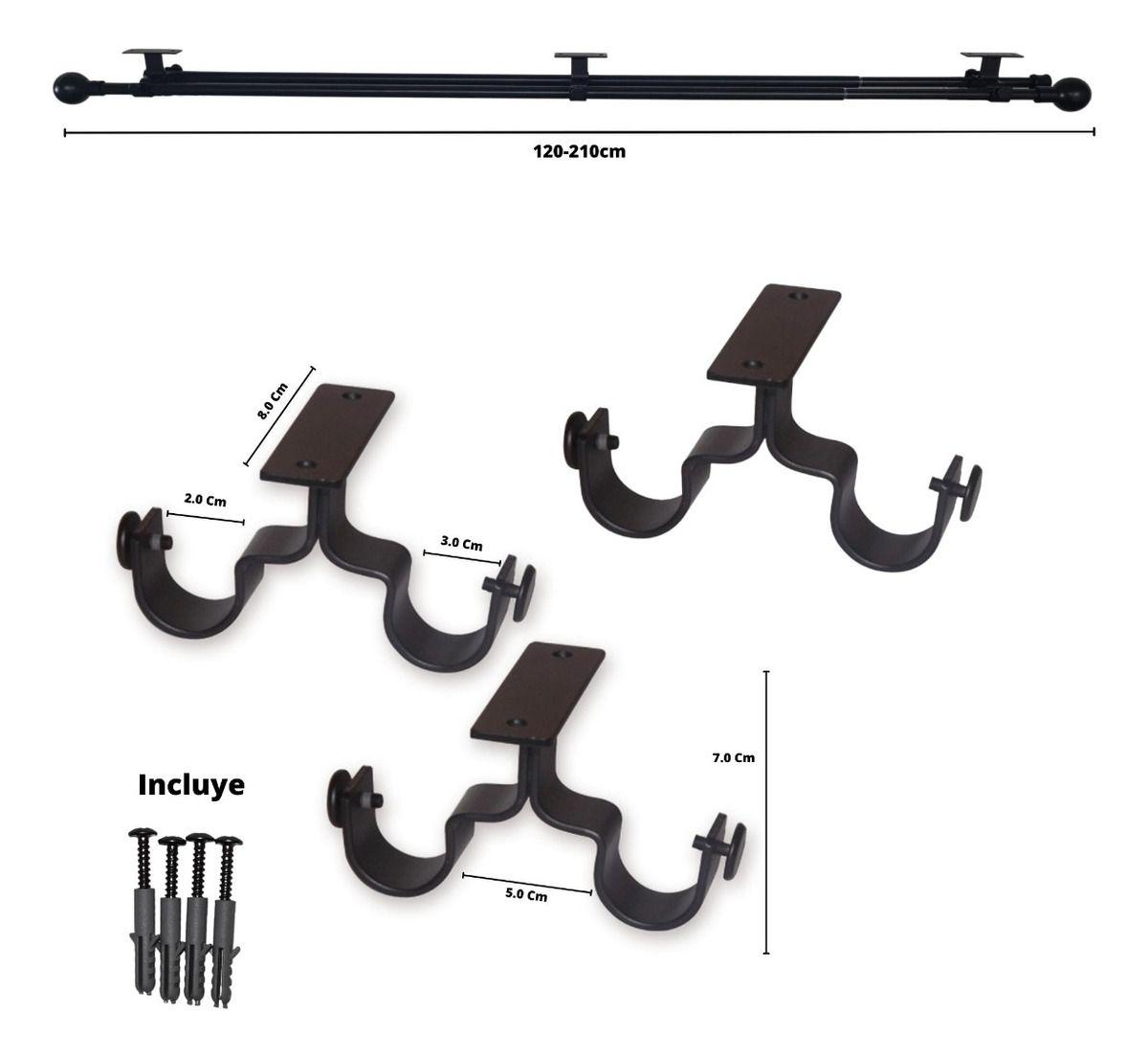 Set Extensible Techo 120-210 Cm Color Negro Y Terminal Bola-3