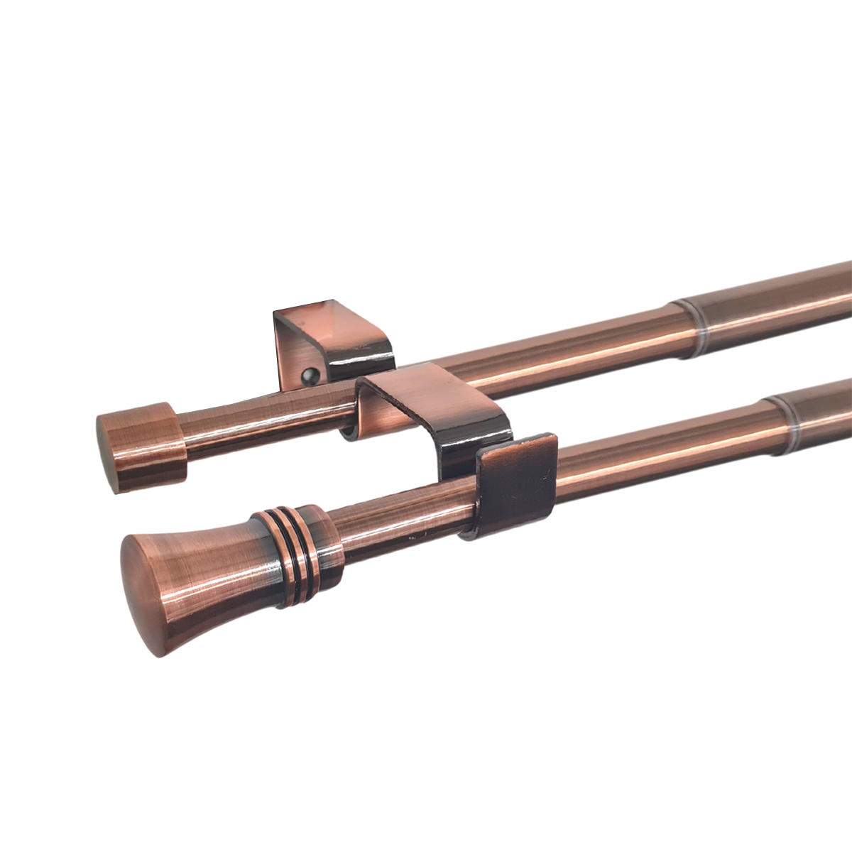 Set Barras para Cortina Doble 16/19 Mm Extensible 170-320 Cm A Muro Cobre Cónico-0