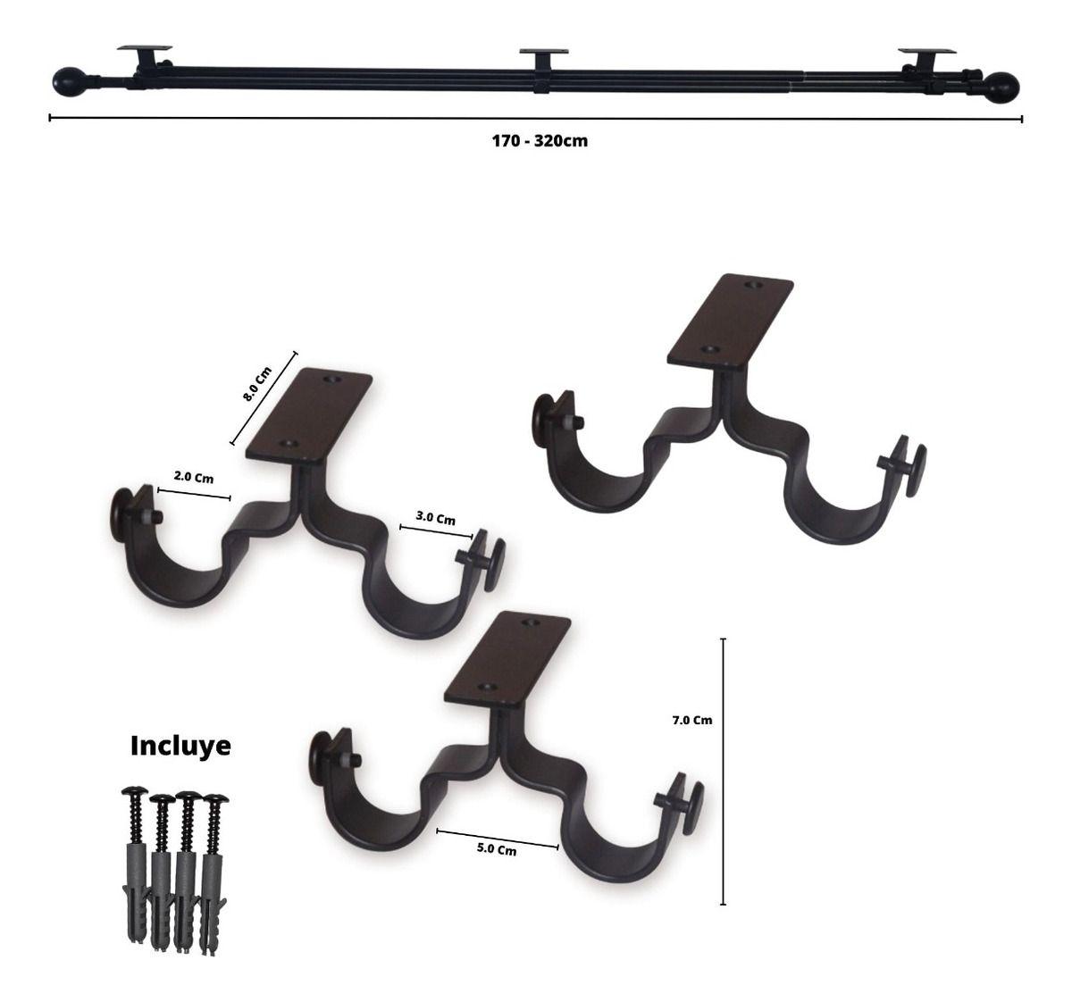 Set Extensible Techo 170-320 Cm Color Negro Y Terminal Bola-3