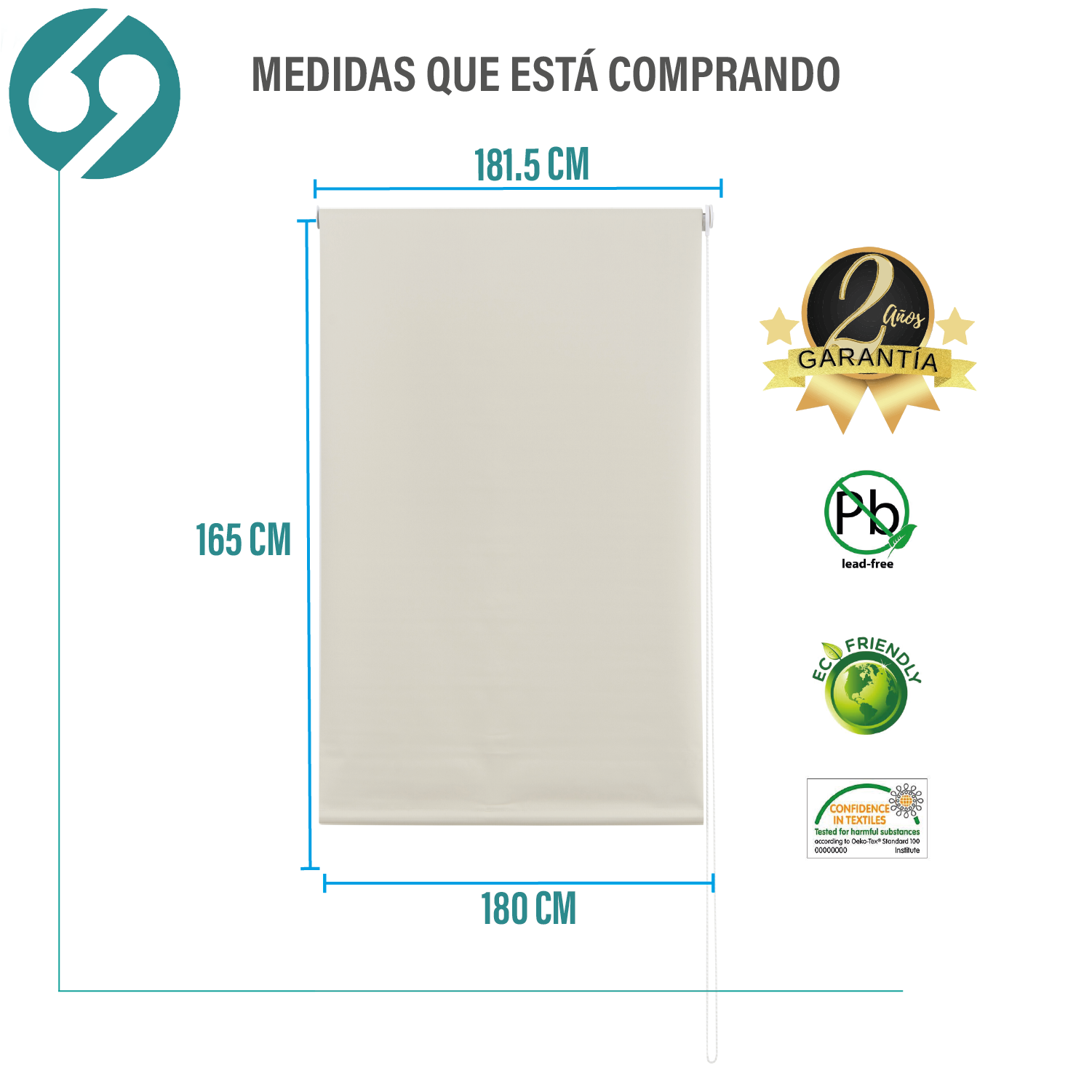 Cortina Roller Blackout Beige 180 X 165 Cm-1