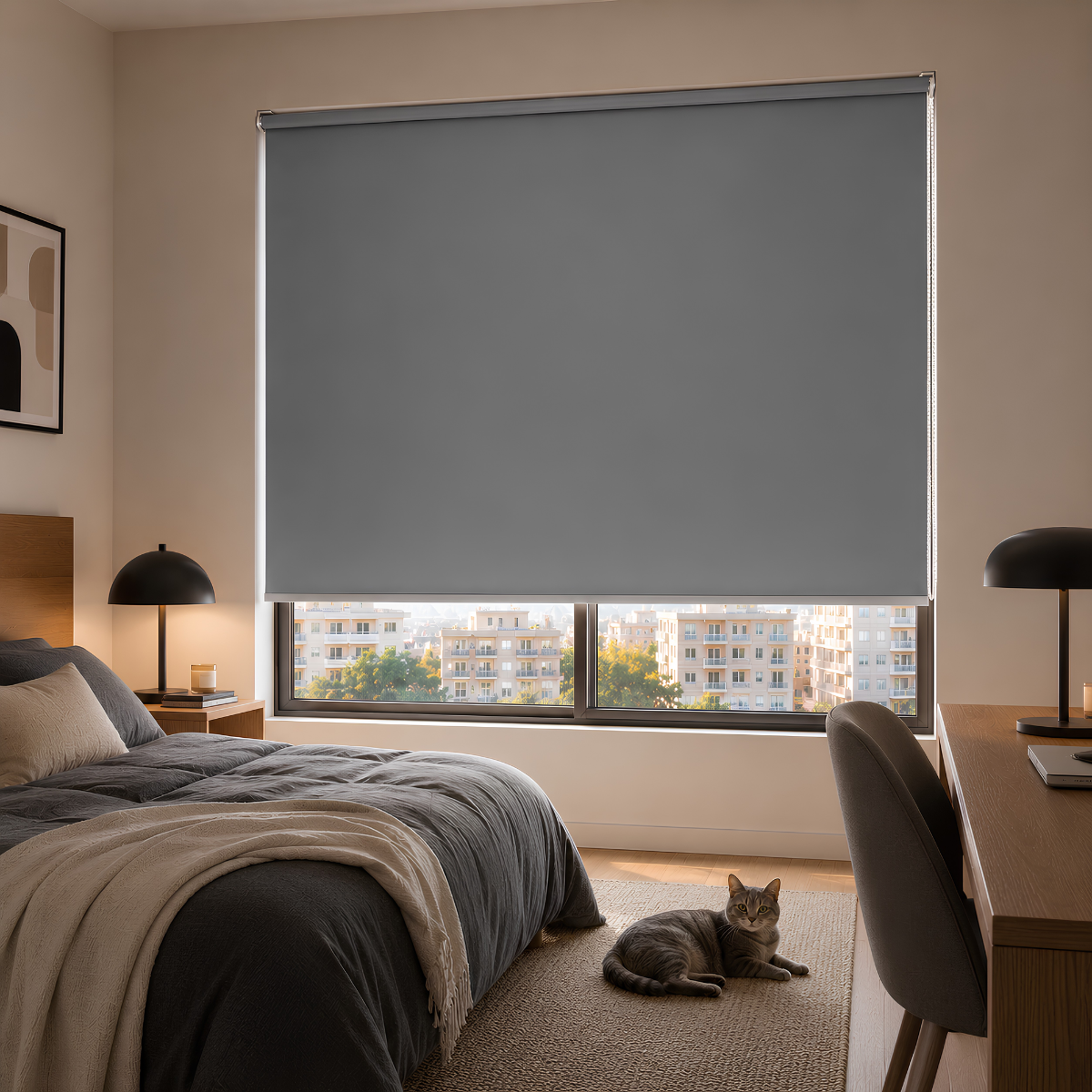 Cortina Roller Blackout 080 X 250 Cm Color Gris Marca Sunfree-1
