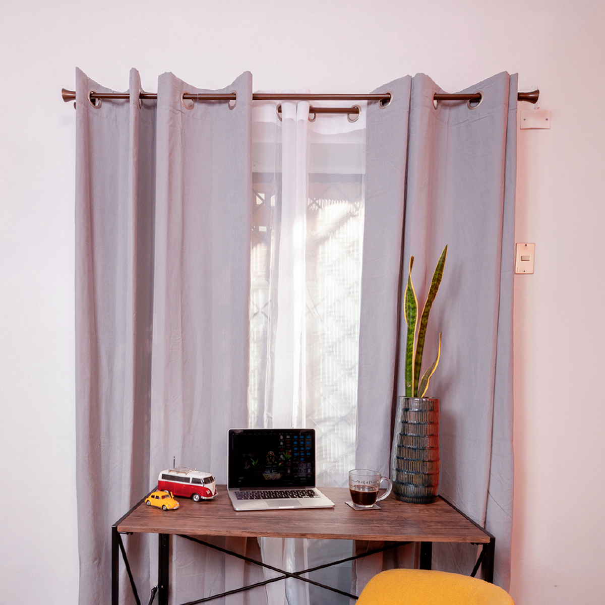 Set Barras para Cortina Doble 16/19 Mm Extensible 170-320 Cm A Muro Café Cónico-1