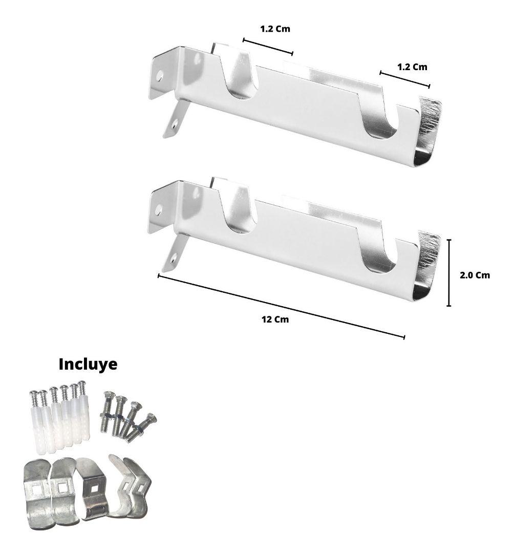 Pack 2 Unidades Soporte Doble Corto 12 Mm Cromado-2