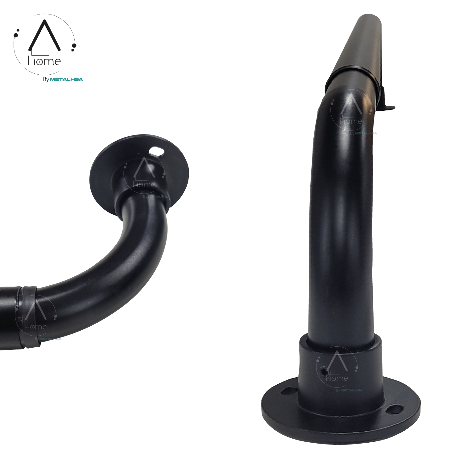 Set Barra para Cortina Simple 22/25 Mm Extensible Curvo 210 a 300 Cm Color Negro-5