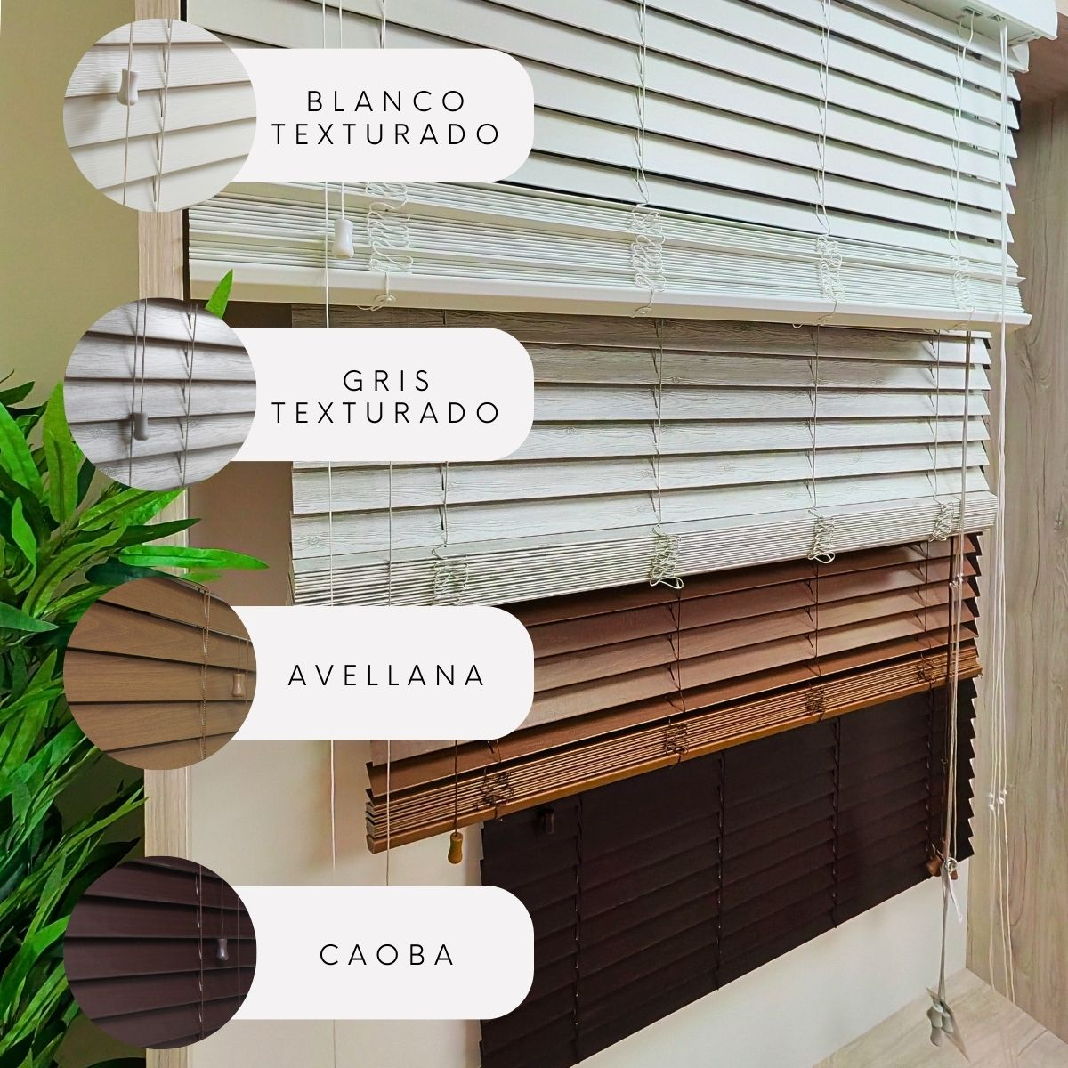 Persiana Imitación Madera 50 MM 200X250 Cm Cerezo Texturado Aura-7