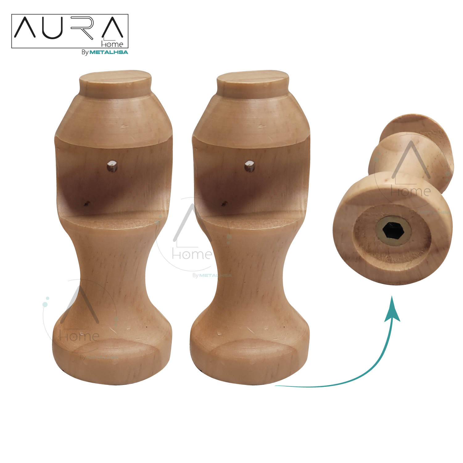 Set Simple de Madera Natural 19 MM X 2,00 Mt Terminal Bola-5