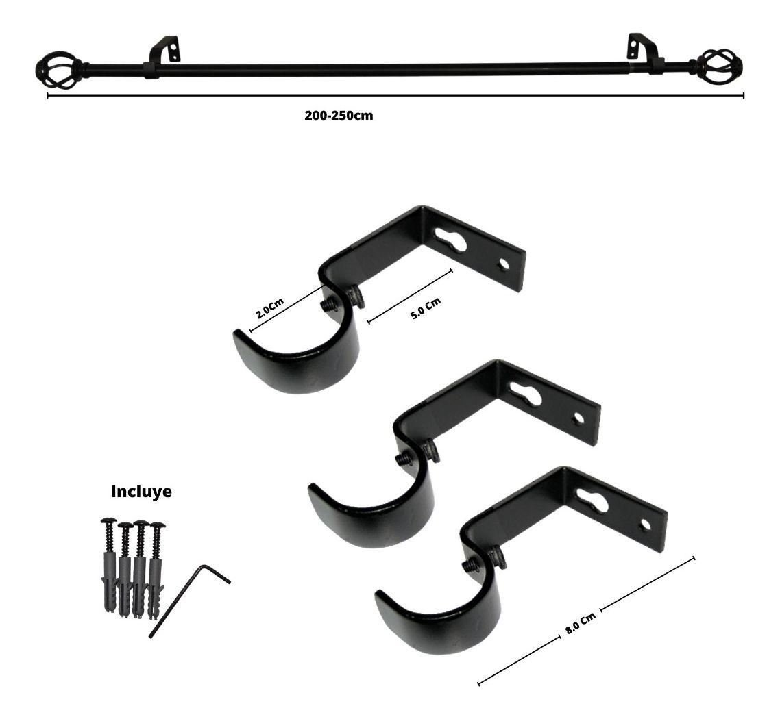 Set Simple Extensible 200-250 Cm Color Negro Terminal Nido-4