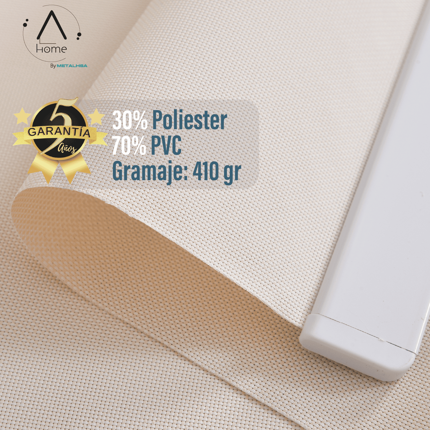 Cortina Roller Sunscreen 090X250 Cm 5% Apertura Beige Aura-3