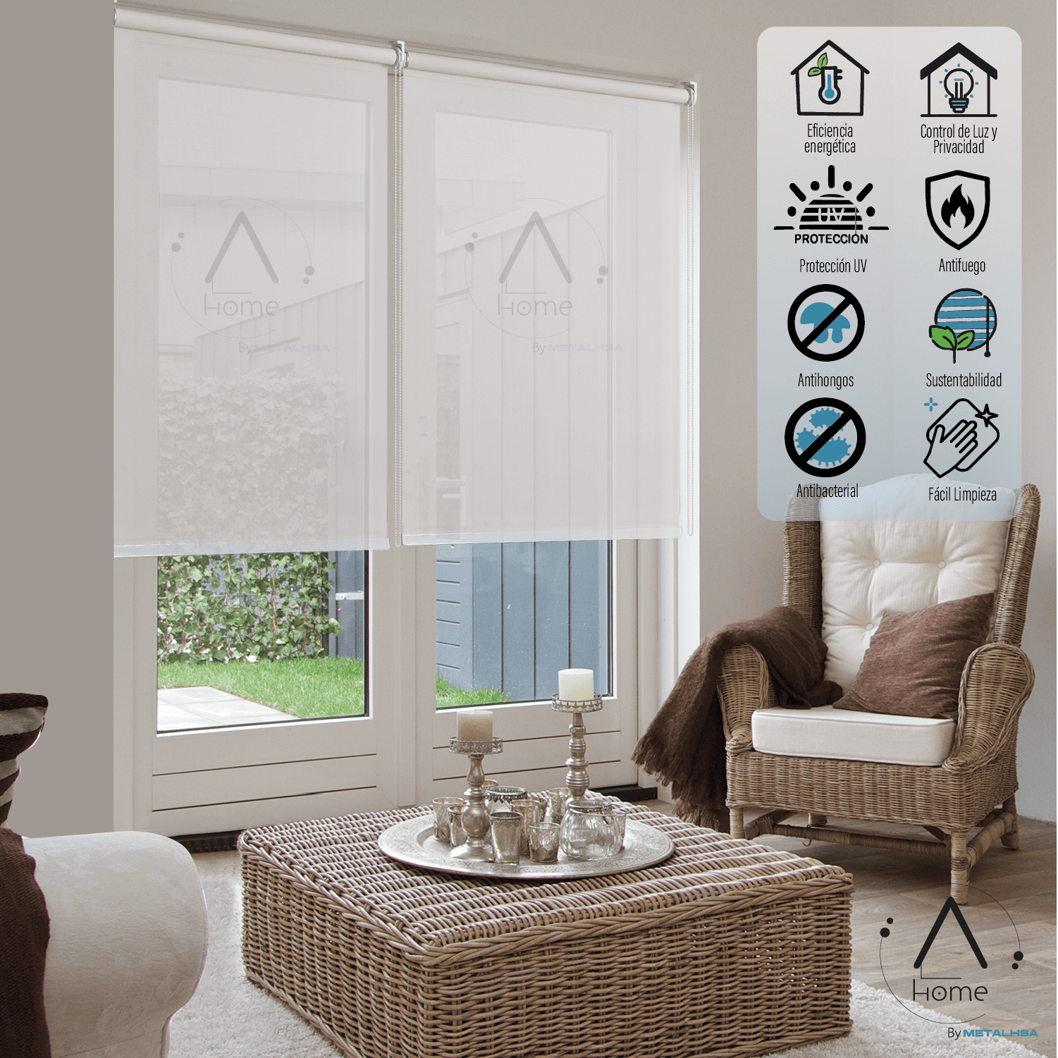 Cortina Roller Sunscreen 090X250 Cm 5% Apertura Beige Aura-8