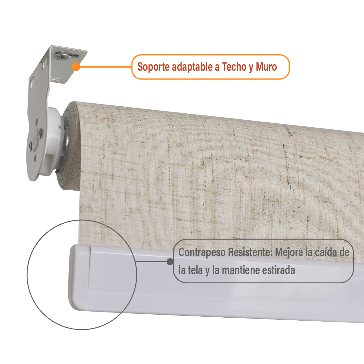 Cortina Roller Blackout 120X250 Cm Textura Lino Sunfree-6