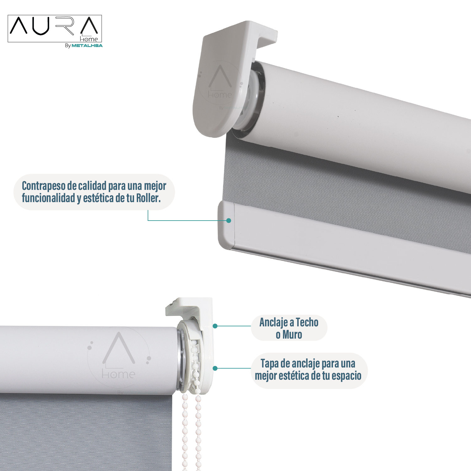 Cortina Roller 100% Blackout Gris 180X250 Cm Aura-3