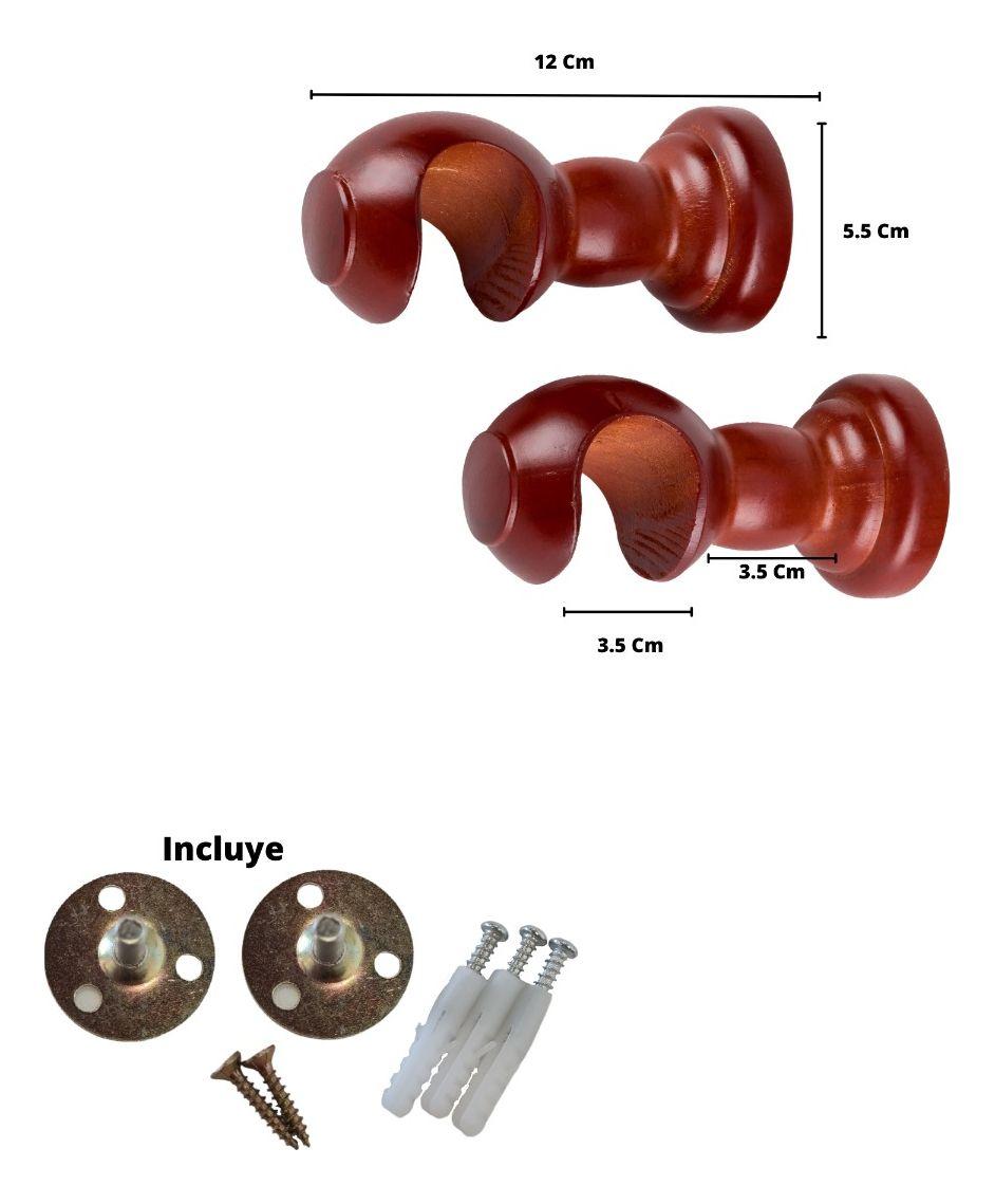 Pack 2 Unidades Soporte Simple De Madera Chocolate 35 Mm-1