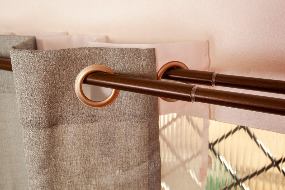 Set Barras para Cortina Doble 16/19 Mm Extensible 120-210 Cm A Muro Café Cónico-3