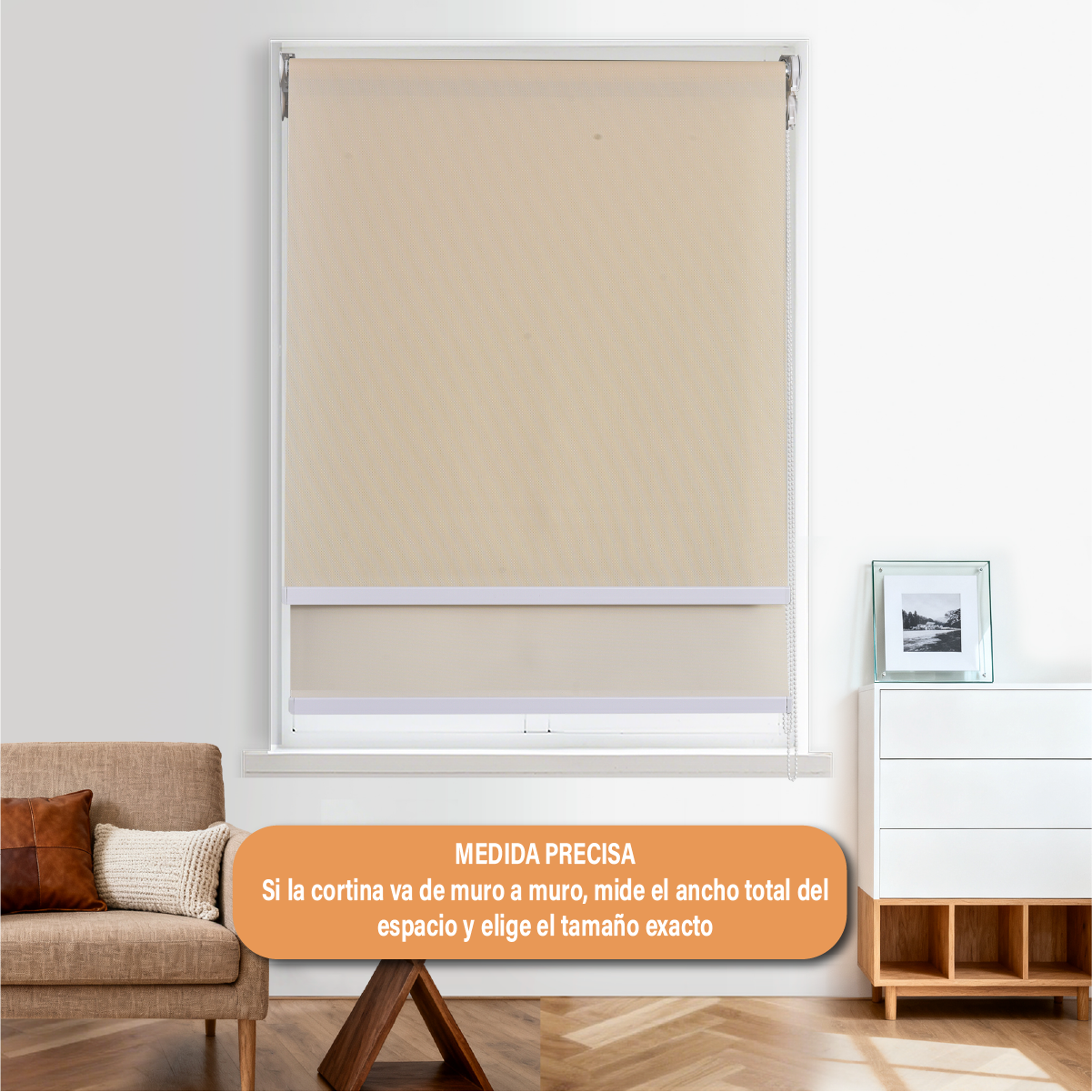 Cortina Roller Doble Blackout/Sunscreen 220X165 Cm Beige Sunfree-7