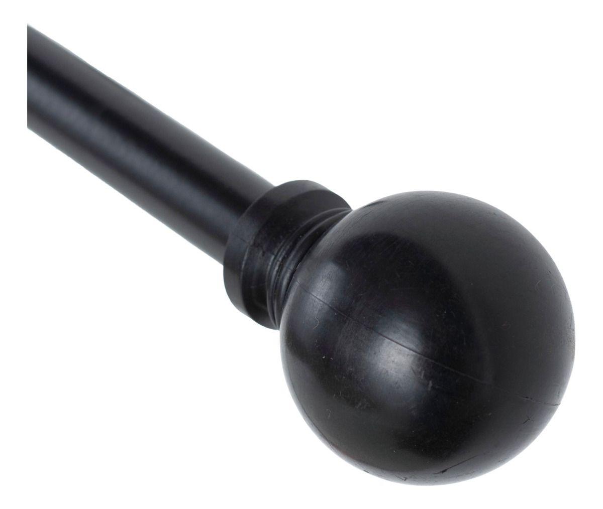Set Barra para Cortina Simple 13/16 Mm Extensible 120-200 Cm Negro Bola-3